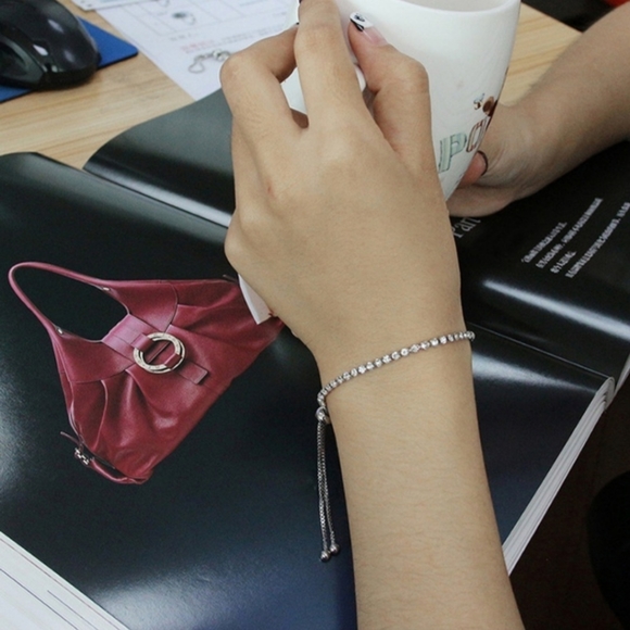 2 ~ 925 STERLING SILVER CZ BANGLES BRACELETS {CHAIN BRACELET} ๐ - Picture 11 of 15